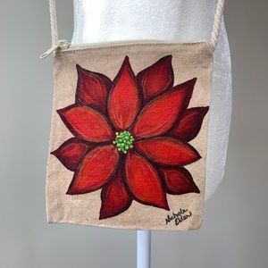 Poinsettia Purse Small Crossbody Hand Painted